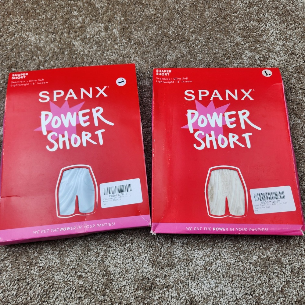 Spanx Power Short Shaper 2 Pack Black Nude Seamless 6 Inseam Women Size Large L